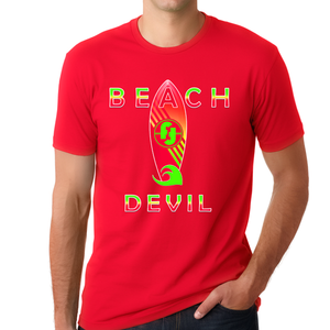 Red Beach Shirts for Men Beach Devil Funny Mens Summer Shirts Mens Beach Shirts Mens Beach Clothes
