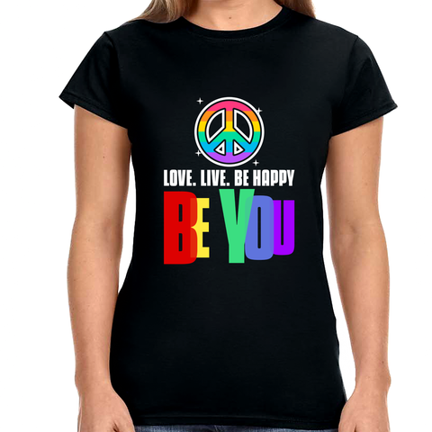 Be You Shirt LGBT Pride Rainbow Flag Lesbian Gay Pride Ally Shirts for Women