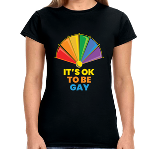 It's OK to Be Gay LGBTQ Flag Gay Lesbian Pride Month Rainbow Women Tops