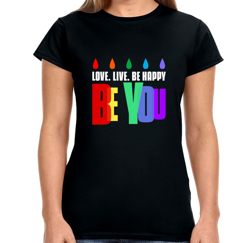 Be You Shirt LGBT Pride Rainbow Flag Gay Lesbian Pride Ally Shirts for Women