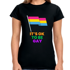 It's OK to Be Gay LGBTQ Flag Lesbian Gay Pride Month Rainbow Shirts for Women