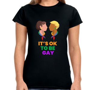 It's OK to Be Gay LGBTQ Flag Lesbian Gay Pride Month LGBT Shirts for Women