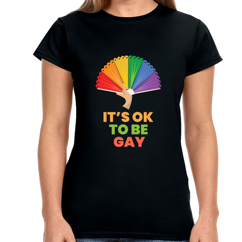 It's OK to Be Gay Genderqueer Pride Day Rainbow Lesbian Gay Womens Shirts