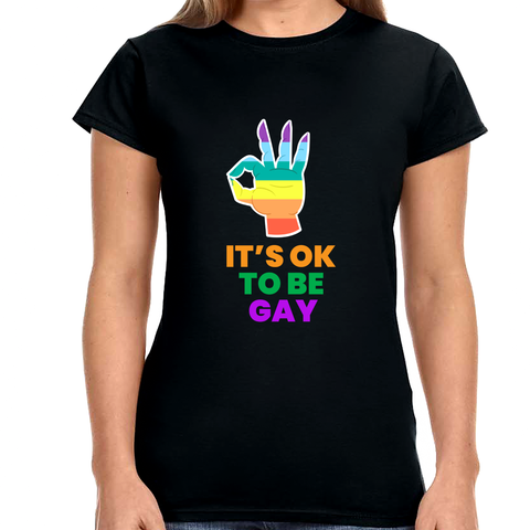 It's OK to Be Gay LGBTQ Queer Pride Day Rainbow Lesbian Gay Women Tops