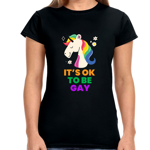 It's OK to Be Gay LGBTQ Be Gay Pride LGBT Rainbow Flag Gay Shirts for Women