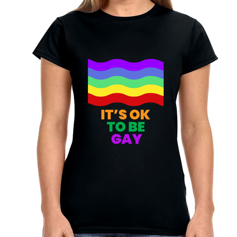 It's OK to Be Gay Equality Human Rights LGBT Pride Rainbow Womens Shirts