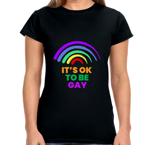 It's OK to Be Gay Rights LGBT Pride Rainbow Gay Lesbian Women Tops