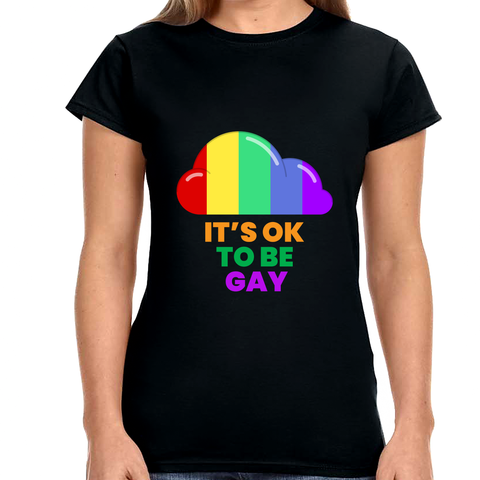 It's OK to Be Gay Equality LGBT Pride Rainbow Lesbian Gay Shirts for Women
