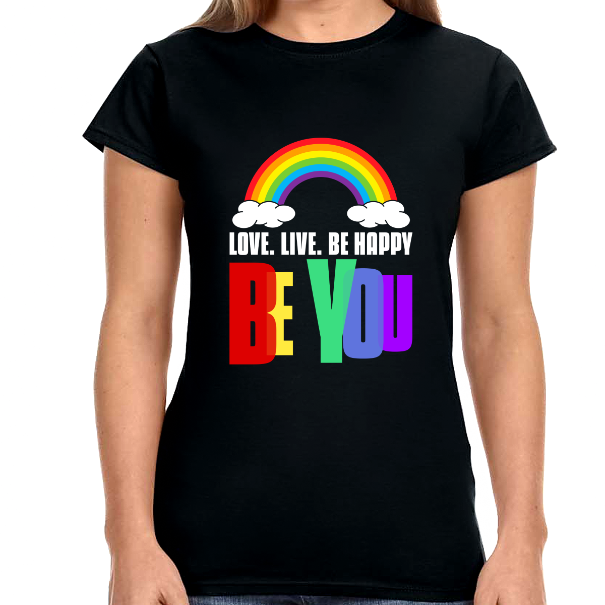 Be You LGBT Pride Rainbow Flag Gay Lesbian Pride Ally Womens T Shirts