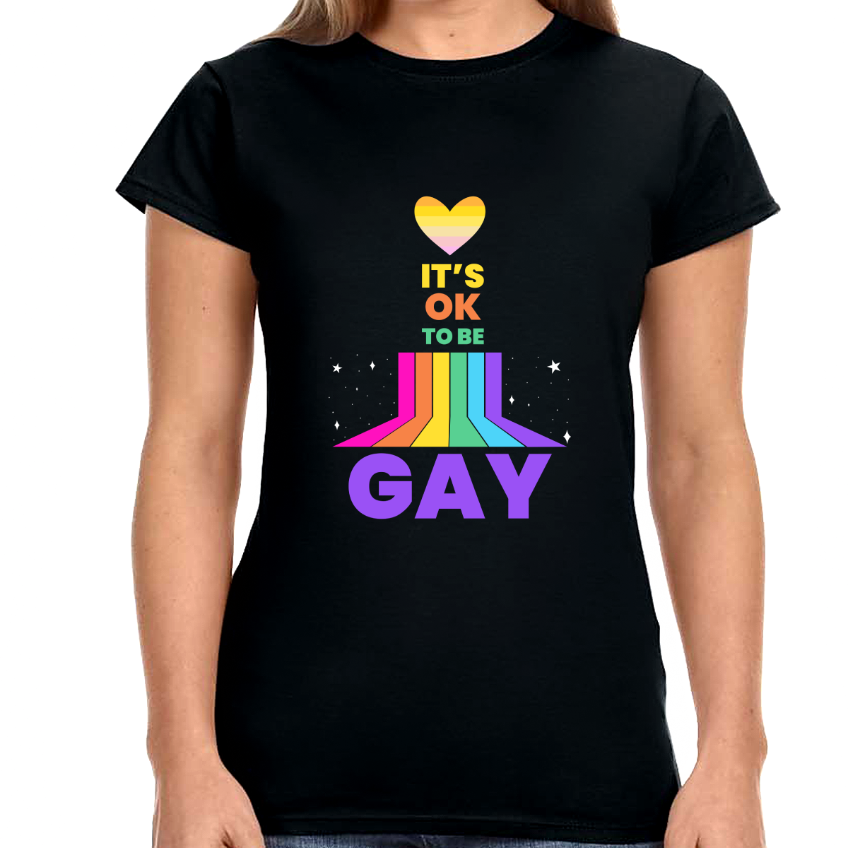 It's OK to Be Gay Gender Equality LGBT Pride Day Gay Rainbow Shirts for Women