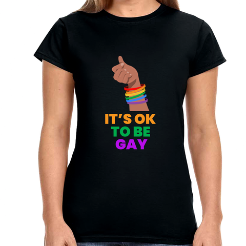 It's OK to Be Gay Shirt LGBTQ Be Gay Pride LGBT Rainbow Flag Women Tops