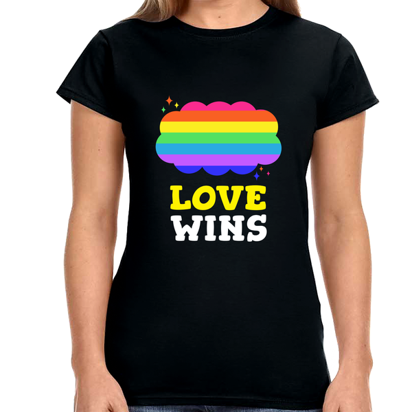 Love Wins LGBT Lesbian Gay Pride Month Rainbow Transgender Shirts for Women