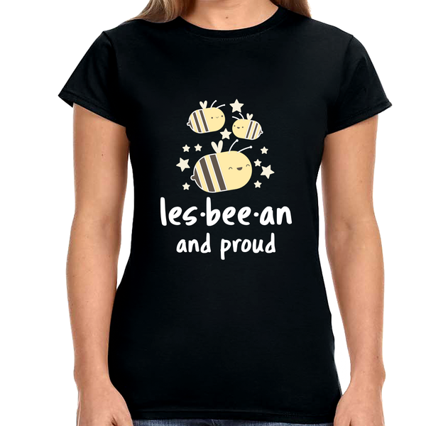 Lesbeean and Proud Bee Lesbian T-Shirt LGBTQ Gay Pride Womens T Shirts