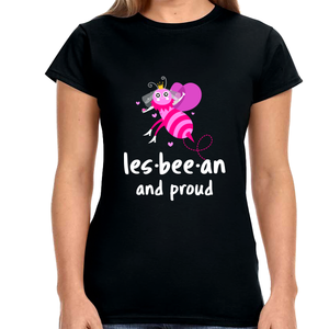 Lesbeean and Proud Bee Lesbian Shirts Gay LGBTQ Equality Women Tops