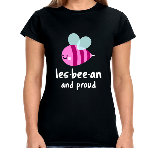 Lesbeean and Proud Bee Lesbian Shirt Womens LGBT Gay Lesbian Women Tops
