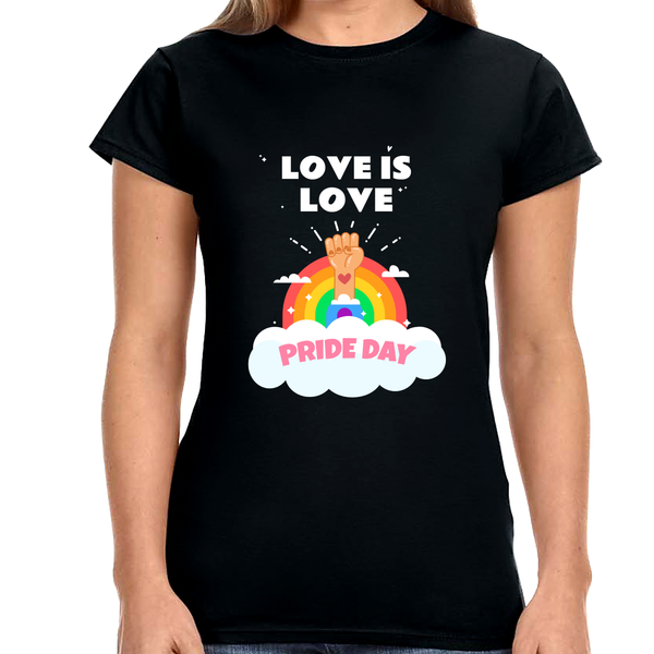 Love is Love Gay Pride Month LGBTQ Rainbow Lesbian Gay Shirts for Women