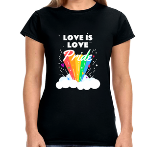 Love is Love Gay LGBTQ Flag Gay Lesbian Pride Month Rainbow Womens Shirts