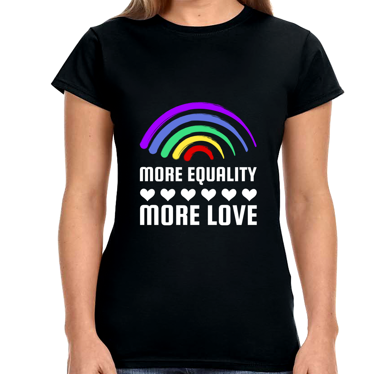 LGBT More Equality More Love LGBTQ Lesbian Gay Bisexual Womens T Shirts