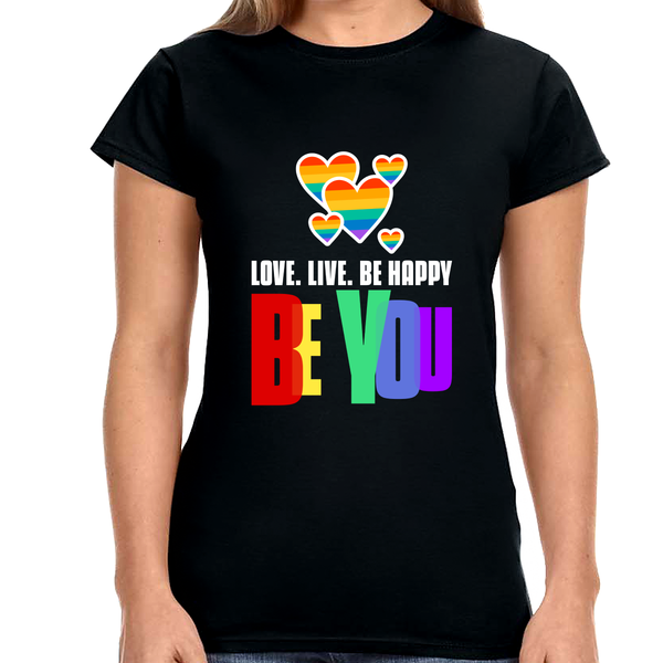 Be You LGBT Flag Gay Pride Month Lesbian Transgender Rainbow Shirts for Women