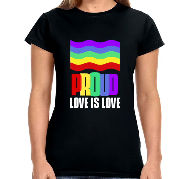 Proud LGBT Shirt Love is Love Shirts Gay Pride Month Rainbow Womens Shirts