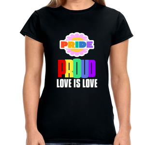 Proud LGBT TShirt Love is Love Tee Rainbow Gay Lesbian Pride Shirts for Women