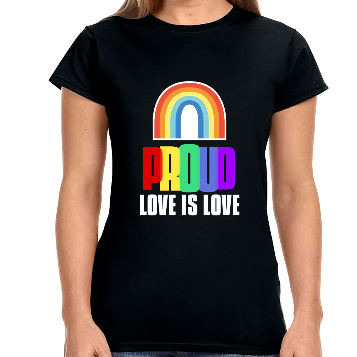 Proud LGBT Shirt Love is Love Shirt LGBT Pride Rainbow Flag Womens T Shirts