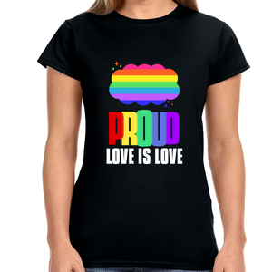 Proud LGBT Shirt Love is Love Shirt Rainbow Flag Gay Lesbian Shirts for Women