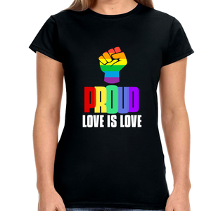 Proud LGBT Love is Love Lesbian Gay Bisexual Queer Gay Pride Womens T Shirts