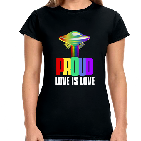 Proud LGBTQ Love is Love Lesbian Gay Queer Transgender Women Tops