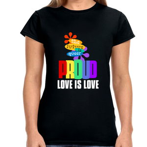 Proud LGBT Love is Love Lesbian Gay LGBTQ Pride Shirt LGBT Womens T Shirts
