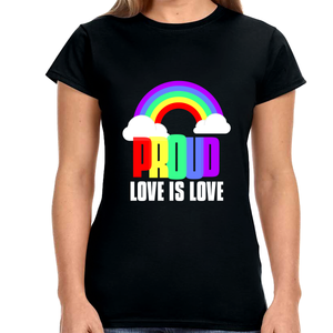 Proud LGBT Love is Love Lesbian Gay Transgender LGBTQ Love Women Tops