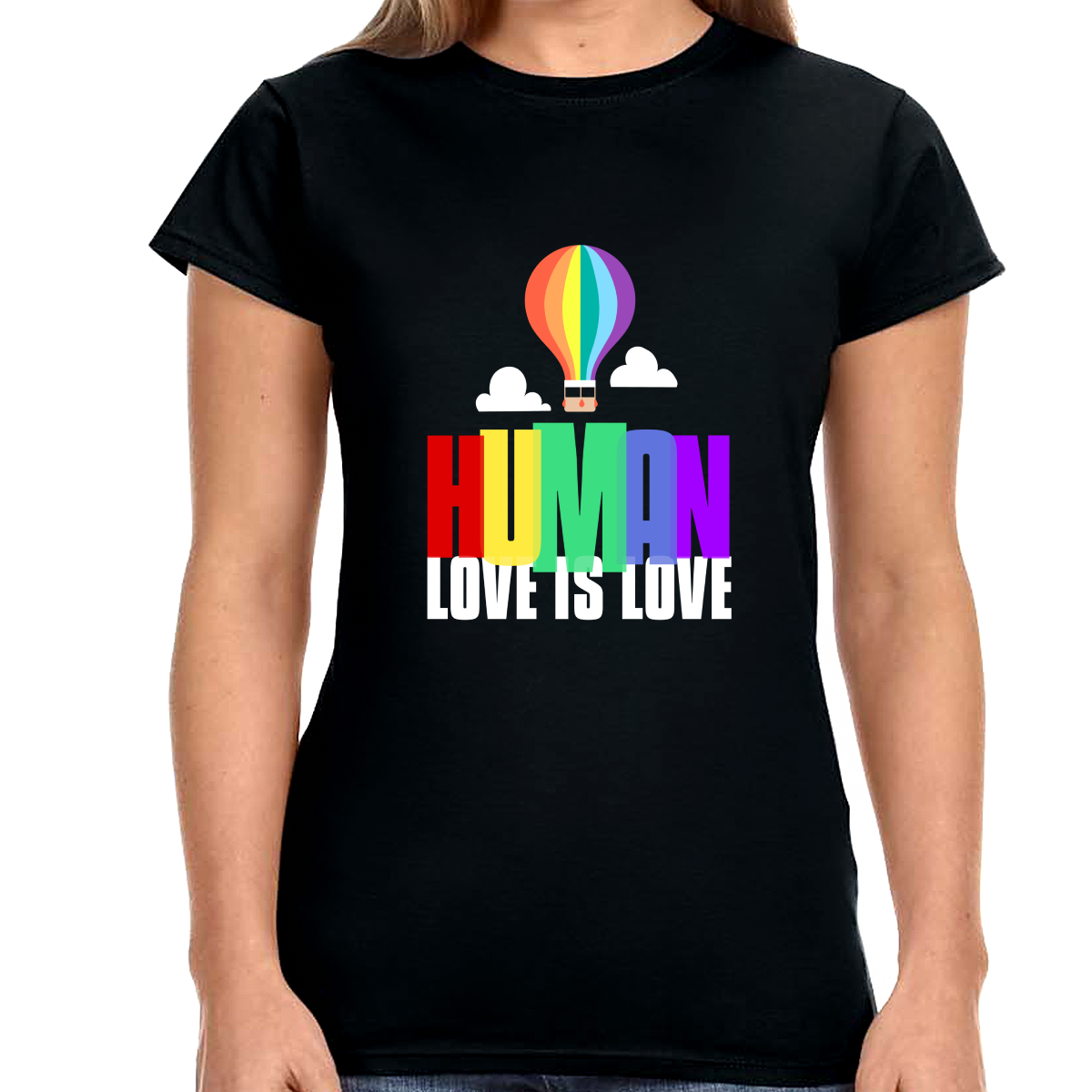 HUMAN LGBT Flag Gay Pride Month Transgender Rainbow Lesbian Shirts for Women