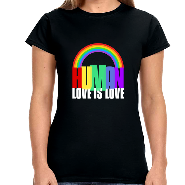 HUMAN LGBT Flag Pride Month Transgender Rainbow Lesbian Gay Women Tops