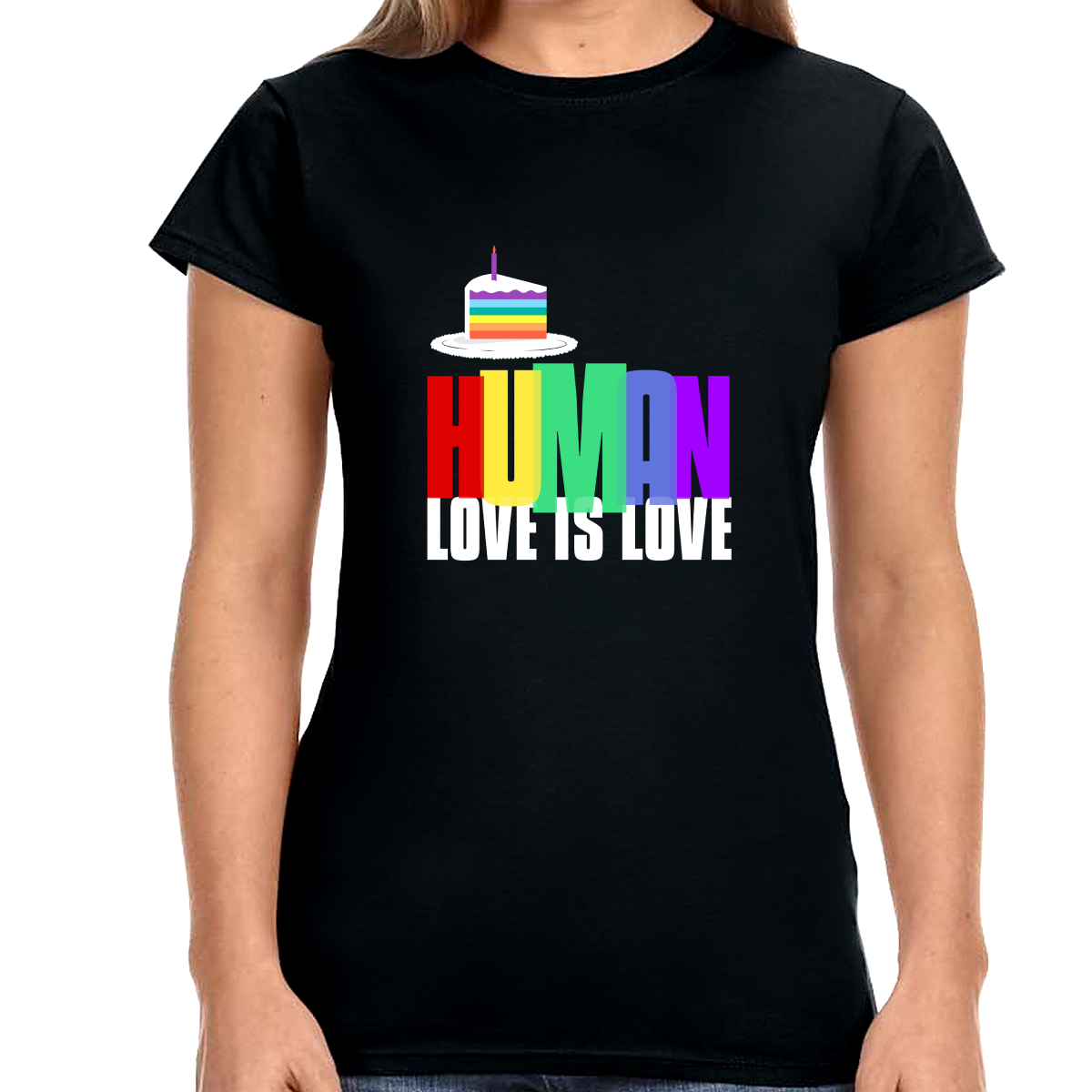 Pride Shirt HUMAN LGBTQ Flag Lesbian Pride Month Rainbow Gay Womens T Shirts