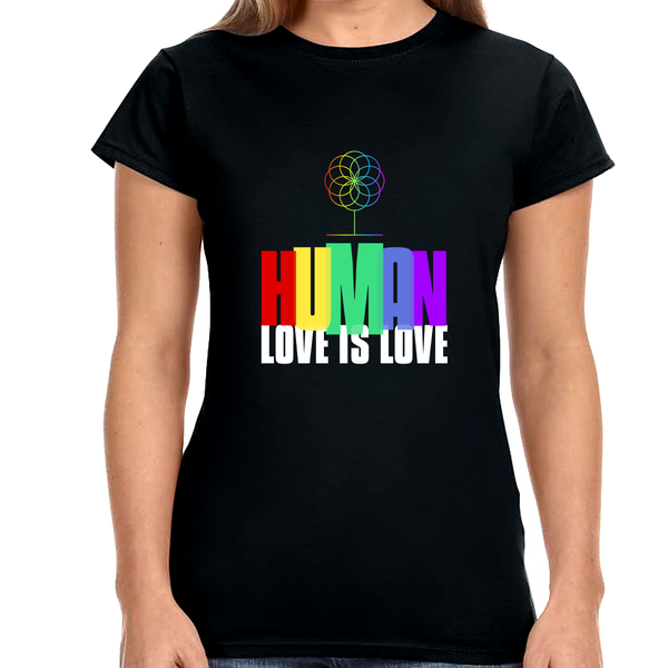 LGBTQ Human Rainbow Shirt Lesbian Gay Pride Shirt Rainbow Women Tops