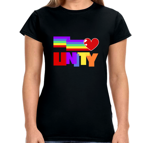 Unity LGBT Flag Gay Pride Month Transgender Rainbow Lesbian Shirts for Women