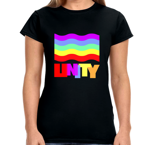 Unity Shirt LGBTQ Pride Rainbow Flag Gay Lesbian Pride Ally Shirts for Women