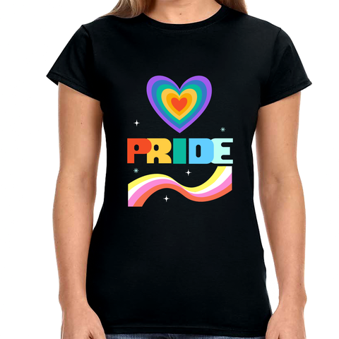 Pride Shirt LGBT Pride Rainbow Flag Lesbian Gay Pride Ally Womens T Shirts