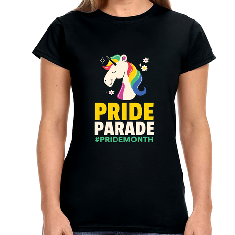 Pride Parade LGBTQ Flag Gay Pride Month Rainbow Lesbian Womens T Shirts