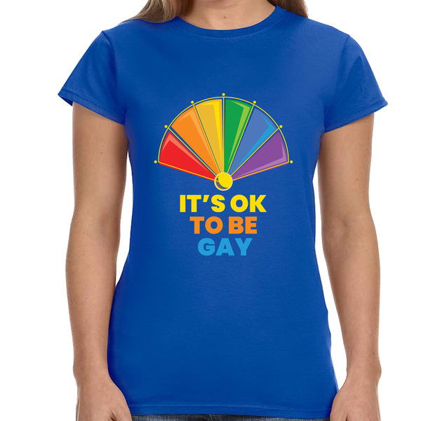 It's OK to Be Gay LGBTQ Flag Gay Lesbian Pride Month Rainbow Women Tops