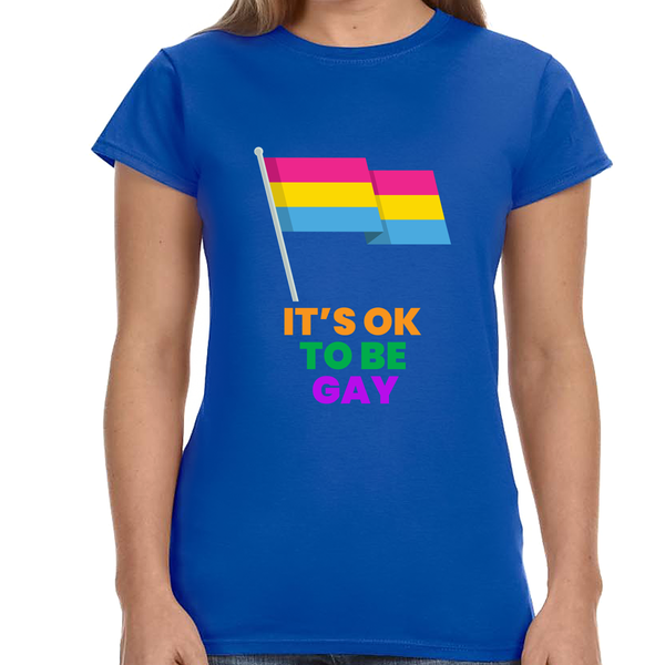 It's OK to Be Gay LGBTQ Flag Lesbian Gay Pride Month Rainbow Shirts for Women