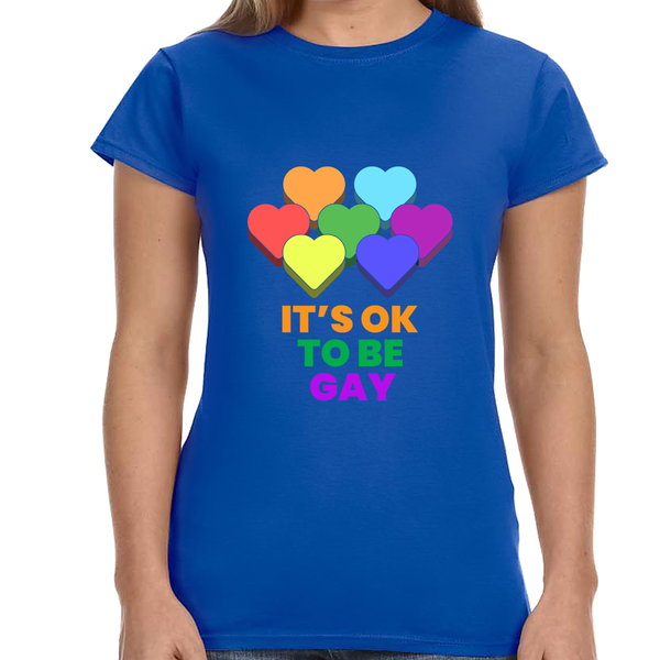 It's OK to Be Gay Pride Month Pride Day Rainbow Lesbian Gay Shirts for Women