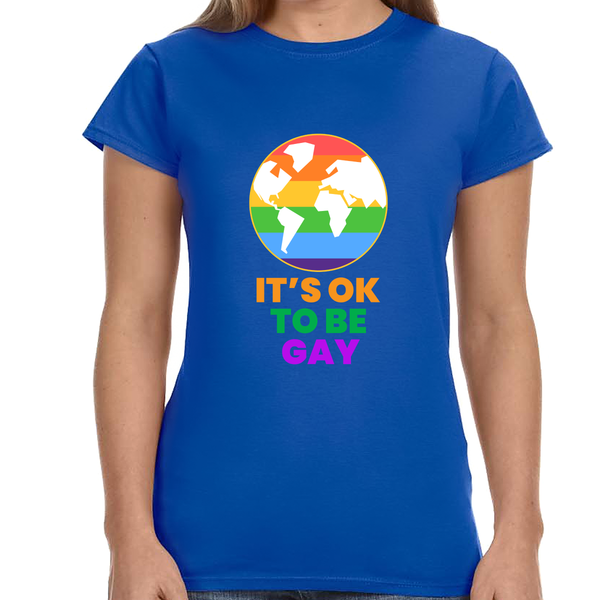 It's OK to Be Gay Pride Shirt Rainbow Flag Gay Lesbian Pride Womens T Shirts