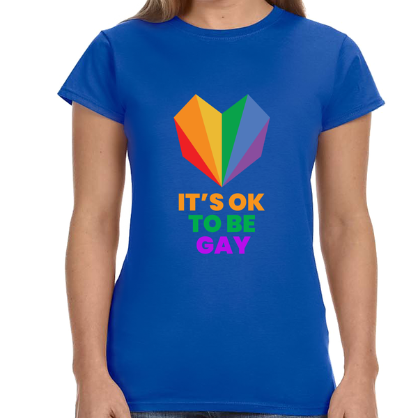 It's OK to Be Gay LGBT Flag Gay Lesbian Pride Month Rainbow Women Tops