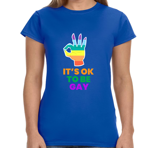 It's OK to Be Gay LGBTQ Queer Pride Day Rainbow Lesbian Gay Women Tops