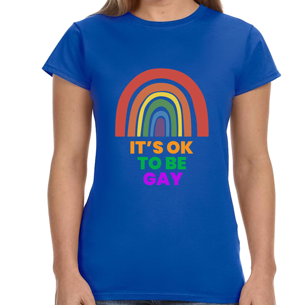 It's OK to Be Gay Equality Human Rights LGBT Pride Flag Gay Womens T Shirts