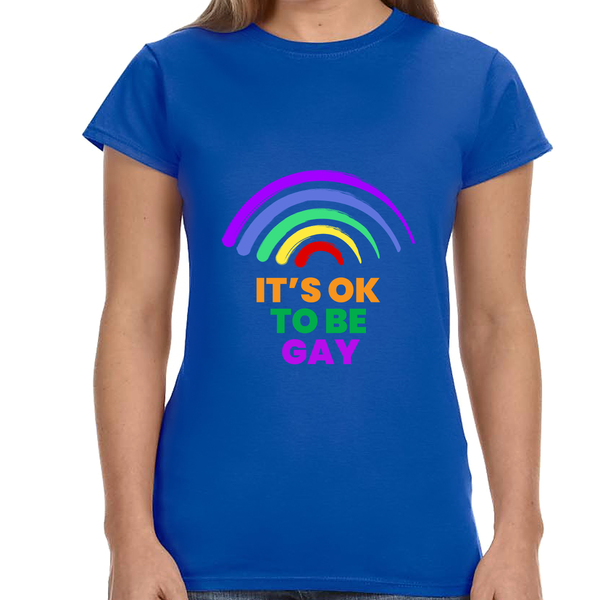 It's OK to Be Gay Rights LGBT Pride Rainbow Gay Lesbian Women Tops