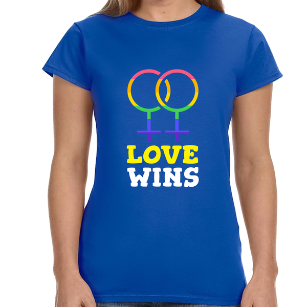 Love Wins LGBTQ Pride Rainbow Flag Gay Lesbian Pride Ally Womens T Shirts