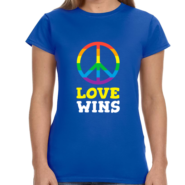 Love Wins LGBT Pride Rainbow Flag Gay Lesbian Pride Ally Shirts for Women