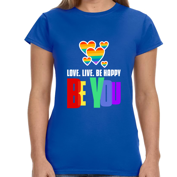 Be You LGBT Flag Gay Pride Month Lesbian Transgender Rainbow Shirts for Women